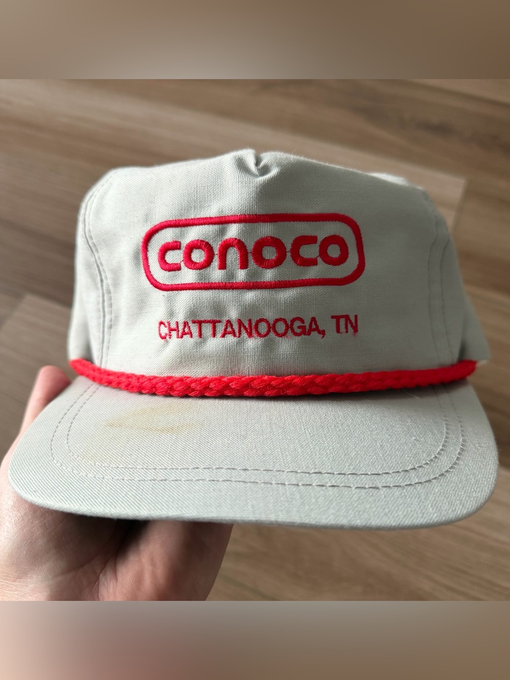 Vintage Conoco Chattanooga Grey Rope Trucker Hat